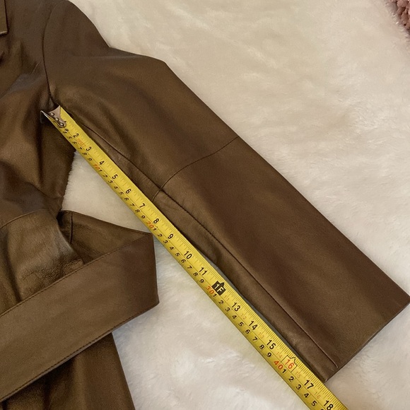 EUC Vintage Stunning Bronze Leather Trench Coat Blazer🌸Pristine Condition Sz 10 - Picture 12 of 15
